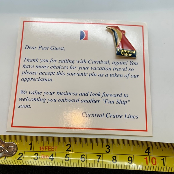 Vintage Carnival Cruise Lines Carnival Valor Collectible Lapel Pin and Card - Picture 6 of 7